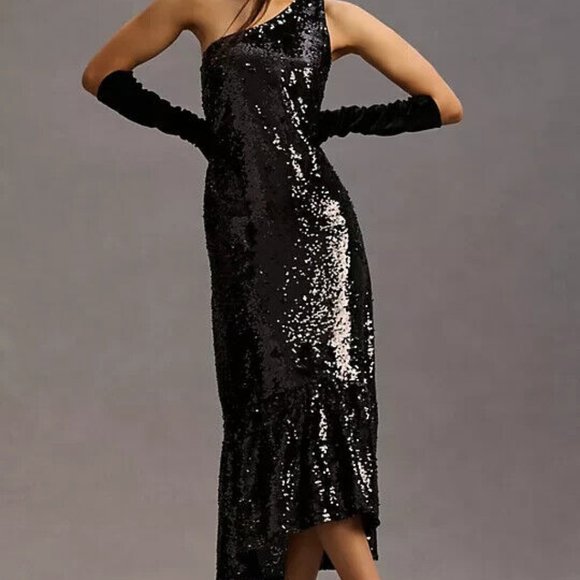 Anthropologie Maeve XL NWT One-Shoulder Sequin Dress Disco Party Cocktail New - Picture 7 of 9